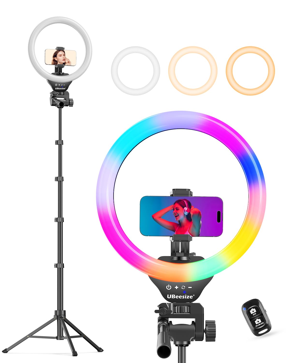 Amazon.com : UBeesize 12'' RGB Selfie Ring Light with 62'' Tripod